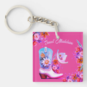Porte-clés Sweet sixteen 16e Cowgirl Floral rose