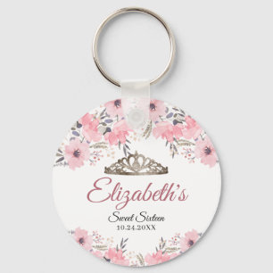 Porte-clés Sweet sixteen d'or rose rose rose rose flou modern