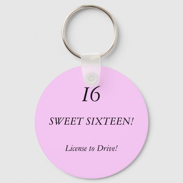 Porte-clés SWEET SIXTEEN !, I6, Permis de conduire ! (Recto)