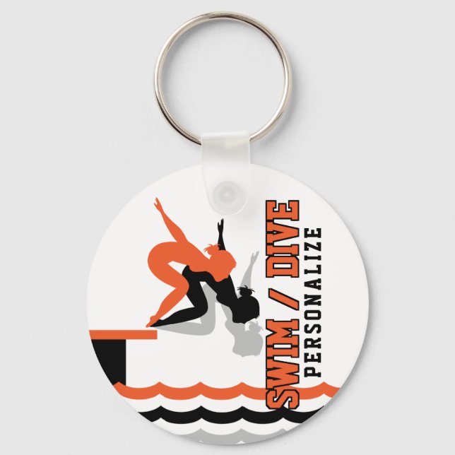 Porte-clés Swim Dive Team - Orange et Noir (Recto)