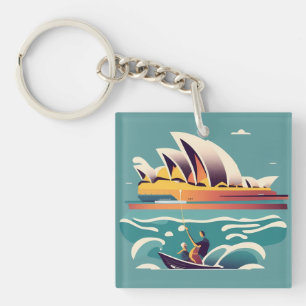 Porte-clés Sydney Opera House Australie peinture souvenir