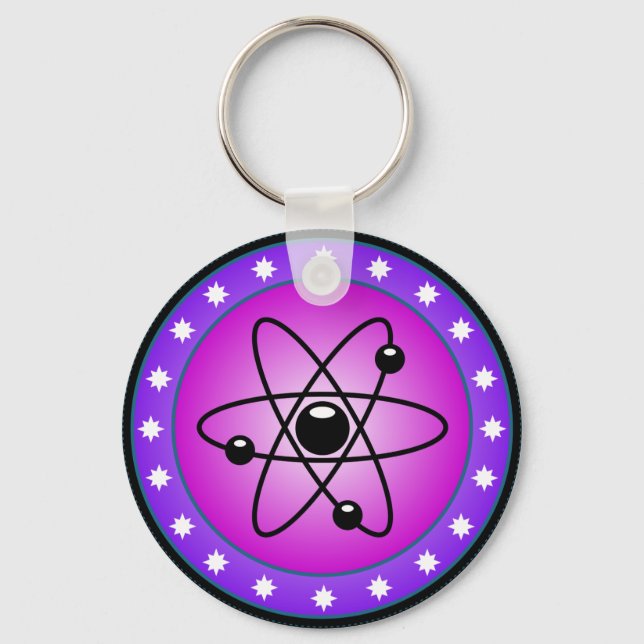 Porte-clés Symbole Atom sur un arrière - plan rose (Recto)