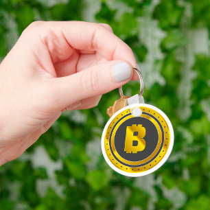 Porte-clés Symbole Bitcoin doré Monnaie numérique