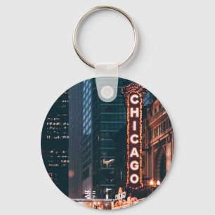 Porte-clés SYMBOLE Chicago Illinois Neon À La Nuit