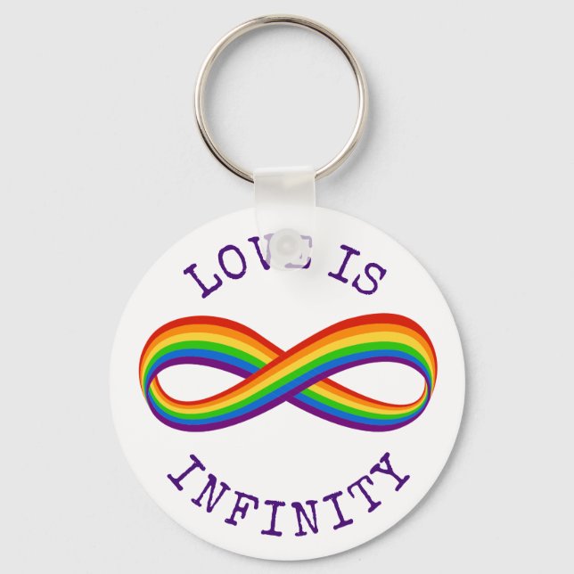 Porte-clés Symbole d'amour arc-en-ciel infini Gay pride perso (Recto)