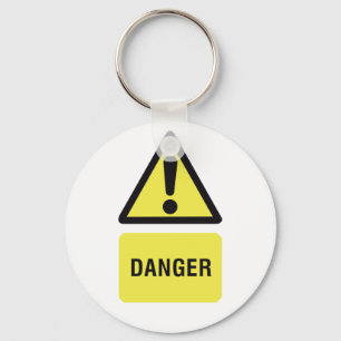 Porte-clés Symbole de danger jaune