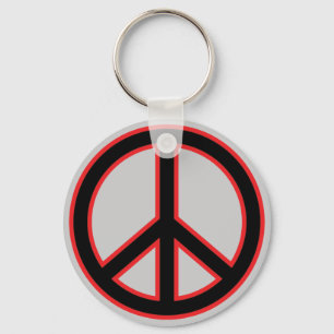 Porte-clés Symbole de la Paix Rouge et Noir