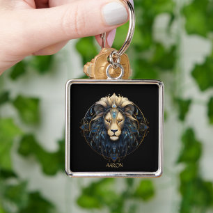 Porte-clés Symbole de Lion Zodiaque de Typographie moderne Le