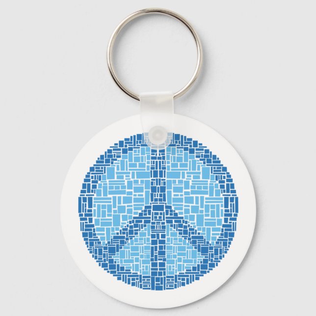 Porte-clés Symbole de paix (bleu) (Recto)