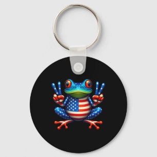 Porte-clés Symbole de paix de grenouille 4 juillet grenouille