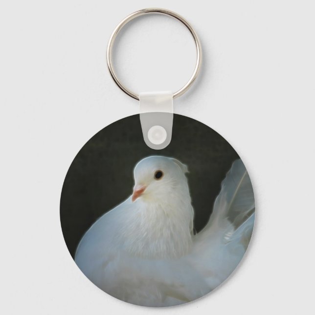 Porte-clés Symbole de paix de la colombe blanche (Recto)