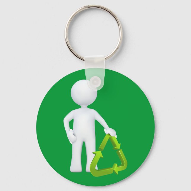 Porte-clés Symbole de recyclage vert (Recto)