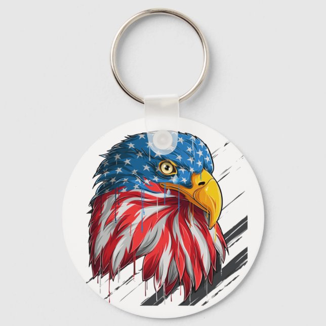 Porte-clés Symbole de séchage du drapeau américain d'Aigle ch (Recto)