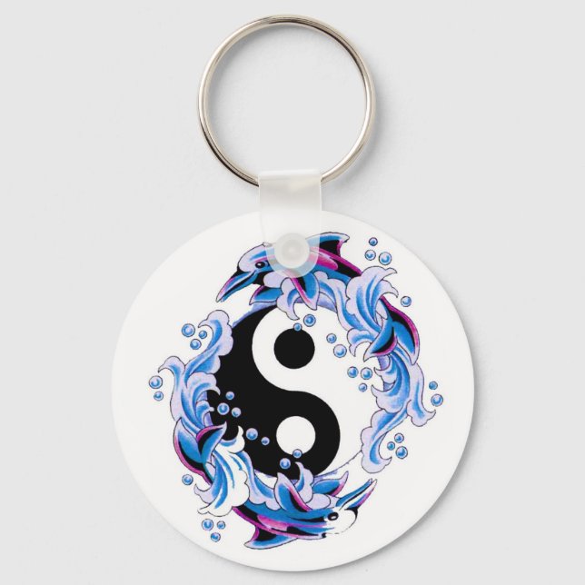 Porte-clés Symbole de tatouage de dessin animé cool Yin Yang  (Recto)