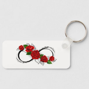 Porte-clés Symbole d'infini avec les roses rouges