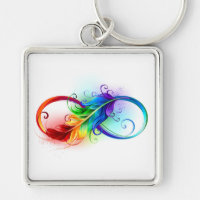 Symbole d'infini avec plume arc-en-ciel