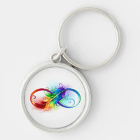 Symbole d'infini avec plume arc-en-ciel