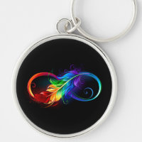 Symbole d'infini avec plume arc-en-ciel
