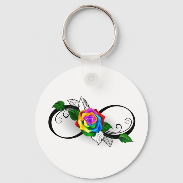 Porte-clés Symbole d'infini avec Rose arc-en-ciel (Recto)