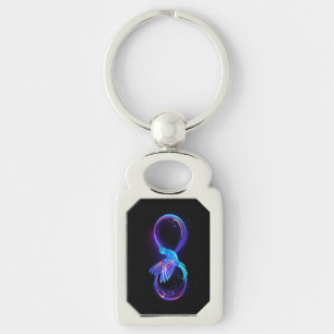 Porte-clés Symbole d'infini néon avec colibri brillant