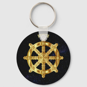 Porte-clés Symbole d'or de bouddhisme et d'hindouisme de roue