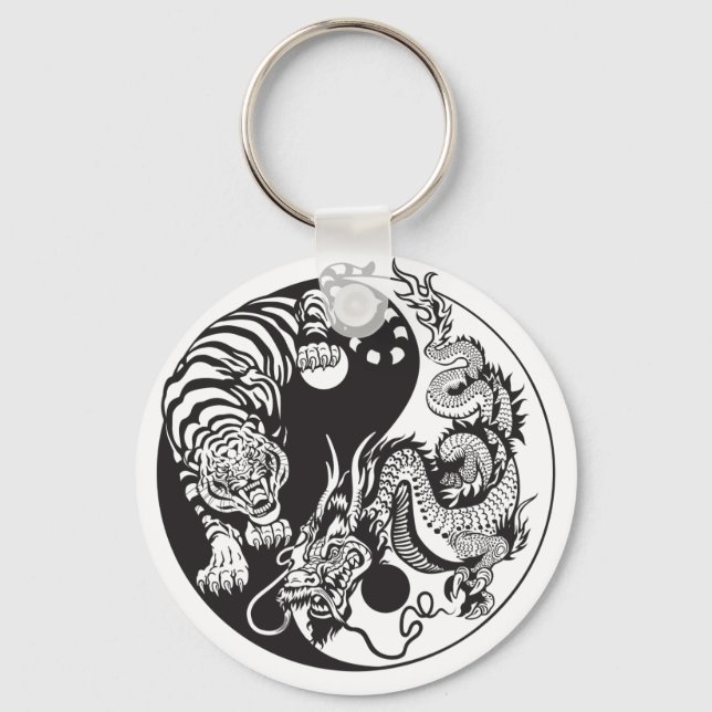 Porte-clés symbole du dragon et du tigre yin yang porte - clé (Recto)