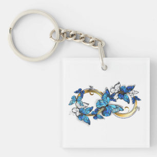 Porte-clés Symbole infini de papillons Morpho bleus