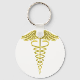 Porte-clés Symbole médical d'or de caducée