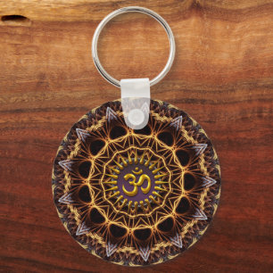 Porte-clés Symbole OM Golden Tissage Fractal 