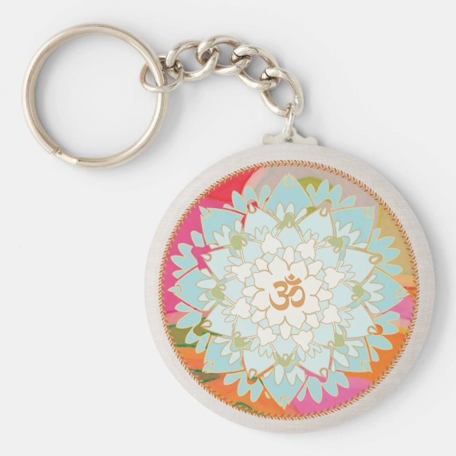 Porte-clés Symbole OM Lotus Mandala (Devant)