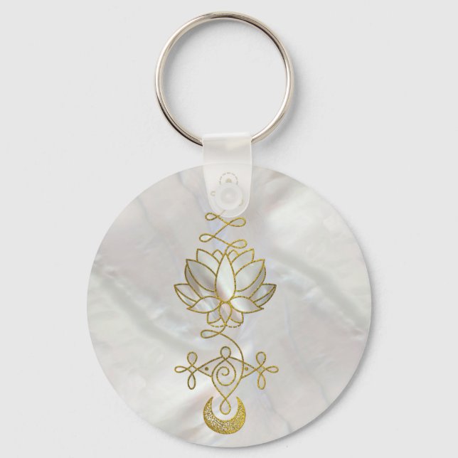 Porte-clés Symbole Pastel Pearl Unalome Lotus (Recto)