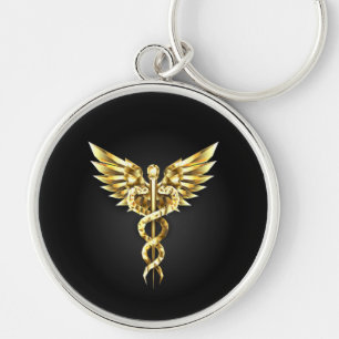 Porte-clés Symbole Polygonal Or Caduceus