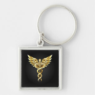 Porte-clés Symbole Polygonal Or Caduceus