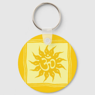 Porte-clés Symbole religieux indien : Om et Surya