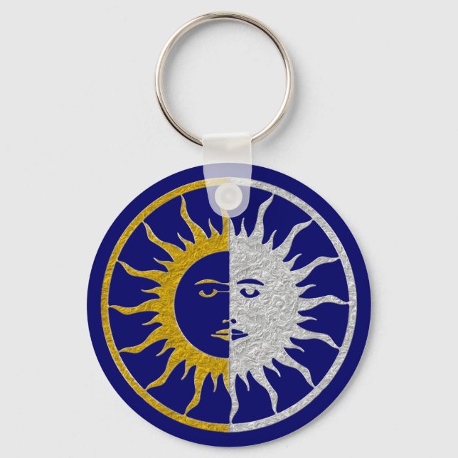 Porte-clés Symbole SOLEIL ET LUNE - or argent (Recto)