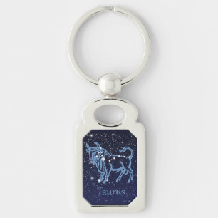 Porte-clés Symbole Taurus Constellation & Zodiaque avec étoi