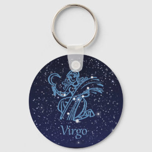 Porte-clés Symbole Virgo Constellation & Zodiac avec étoiles