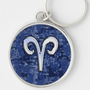 Porte-clés Symbole Zodiaque de Aries moderne Marine Camo numé