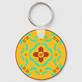 Porte-clés Symboles Red Zia Nouveau-Mexique Plumes turquoise