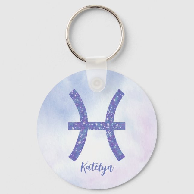 Porte-clés Sympathique Pisces Astrologie Signe Personnalisé V (Recto)