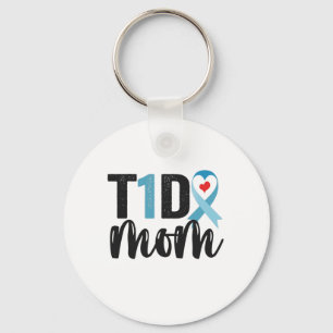 Porte-clés T1D Mom Diabetes Awareness Ribbon Family Gift