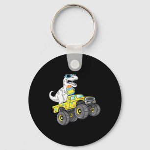 Porte-clés T Rex Dino de Pâques à cheval sur un camion monstr