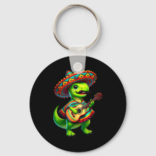 Porte-clés T-rex dinosaure jouant de la guitare cinco de mayo