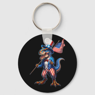 Porte-clés T-rex du 4 juillet Usa Drapeau américain patriotiq