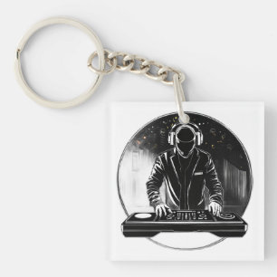 Porte-clés T-Shirt avec logo de DJ sans visage minimaliste