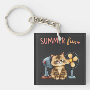 Porte-clés T-shirt chat drôle d'été Tabby