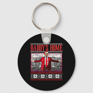 Porte-clés T-shirt de Noël drôle Papa est à la maison Trump s