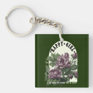 Porte-clés T-shirt fleuri Happy Girl