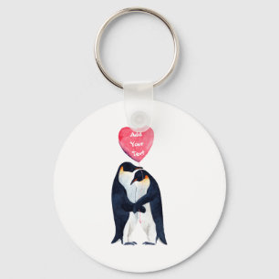 Porte-clés T Shirt Personnalisé Couple Manchots Empereurs Cœu
