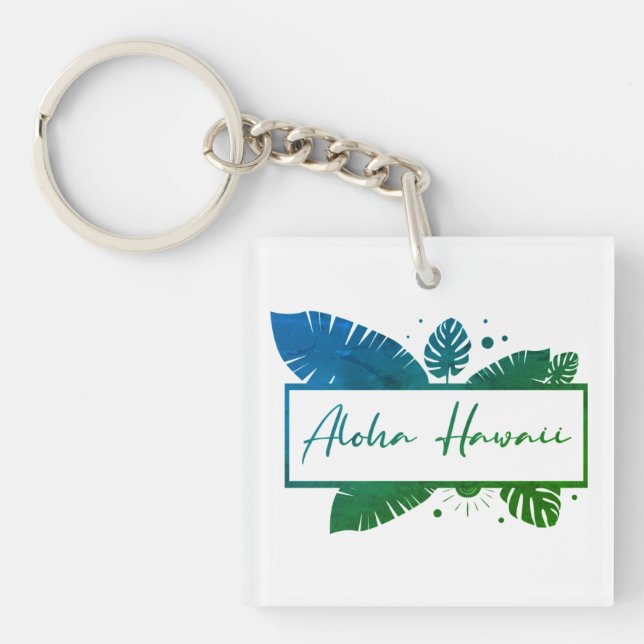 Porte-clés T-shirt vert Aloha Hawaii (Devant)